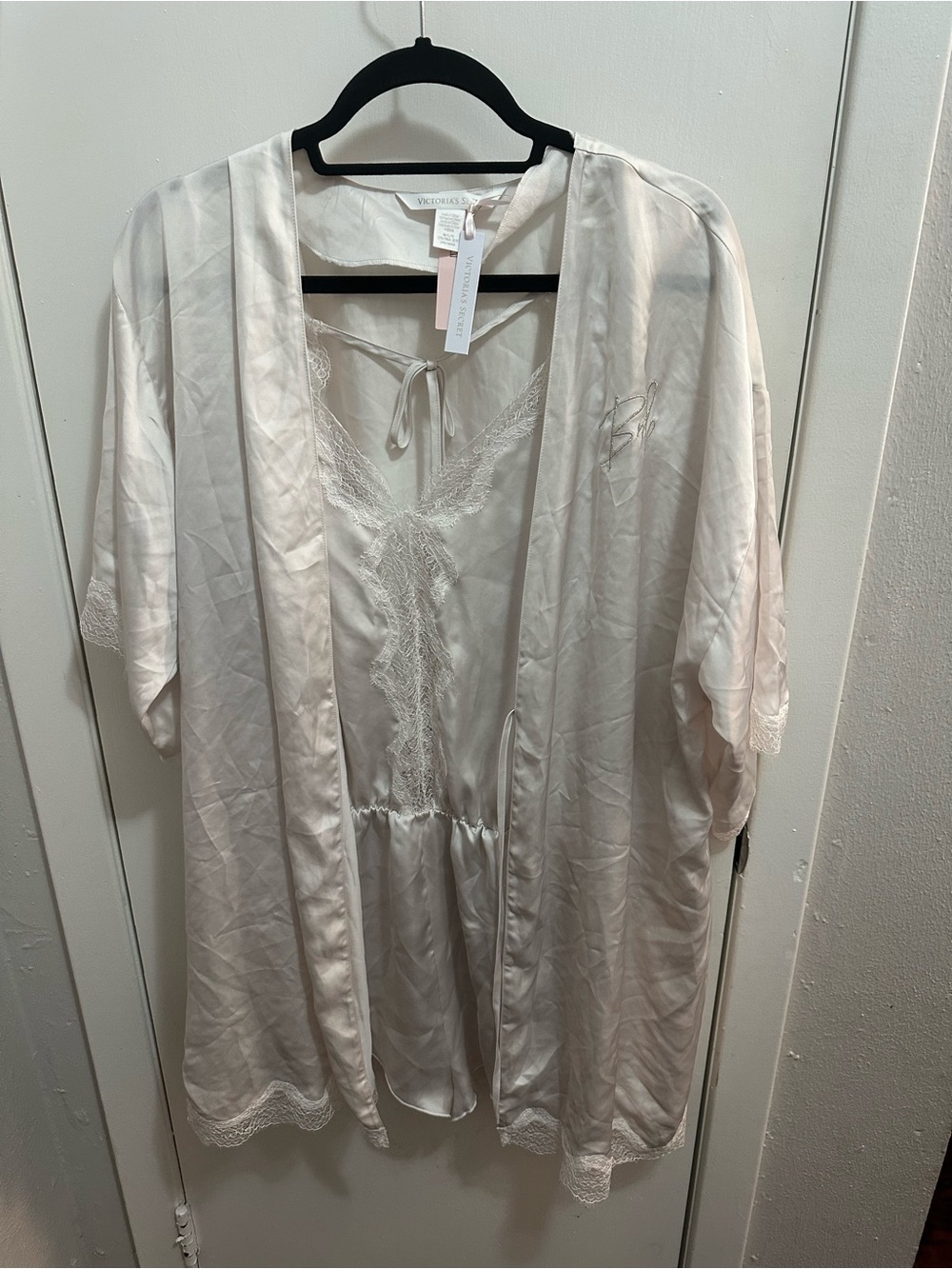 Victoria's Secret Bride Satin Robe in Pale Blush